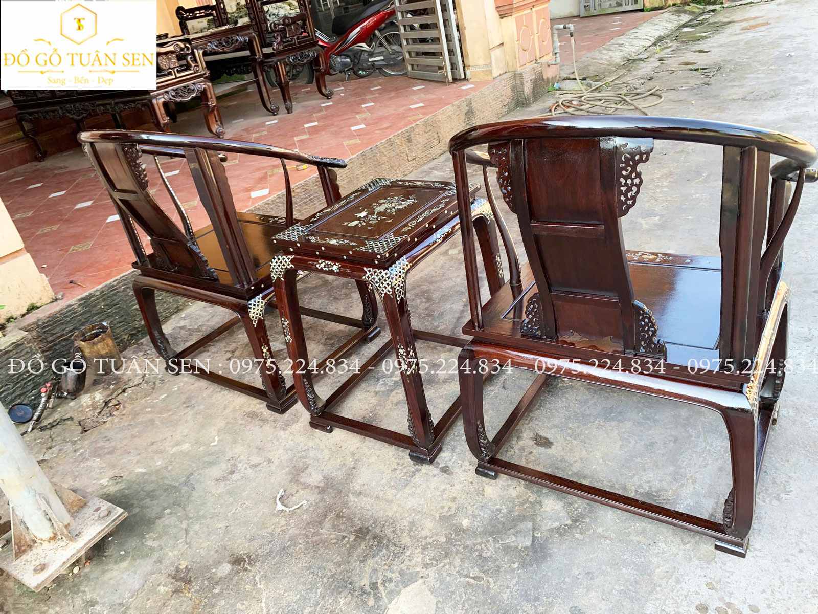 Mua bộ ghế minh đế gỗ gụ khảm ốc của đồ gỗ tuân sen 